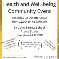 Free health and well-being event 22nd October, SJB School, 11am – 2pm